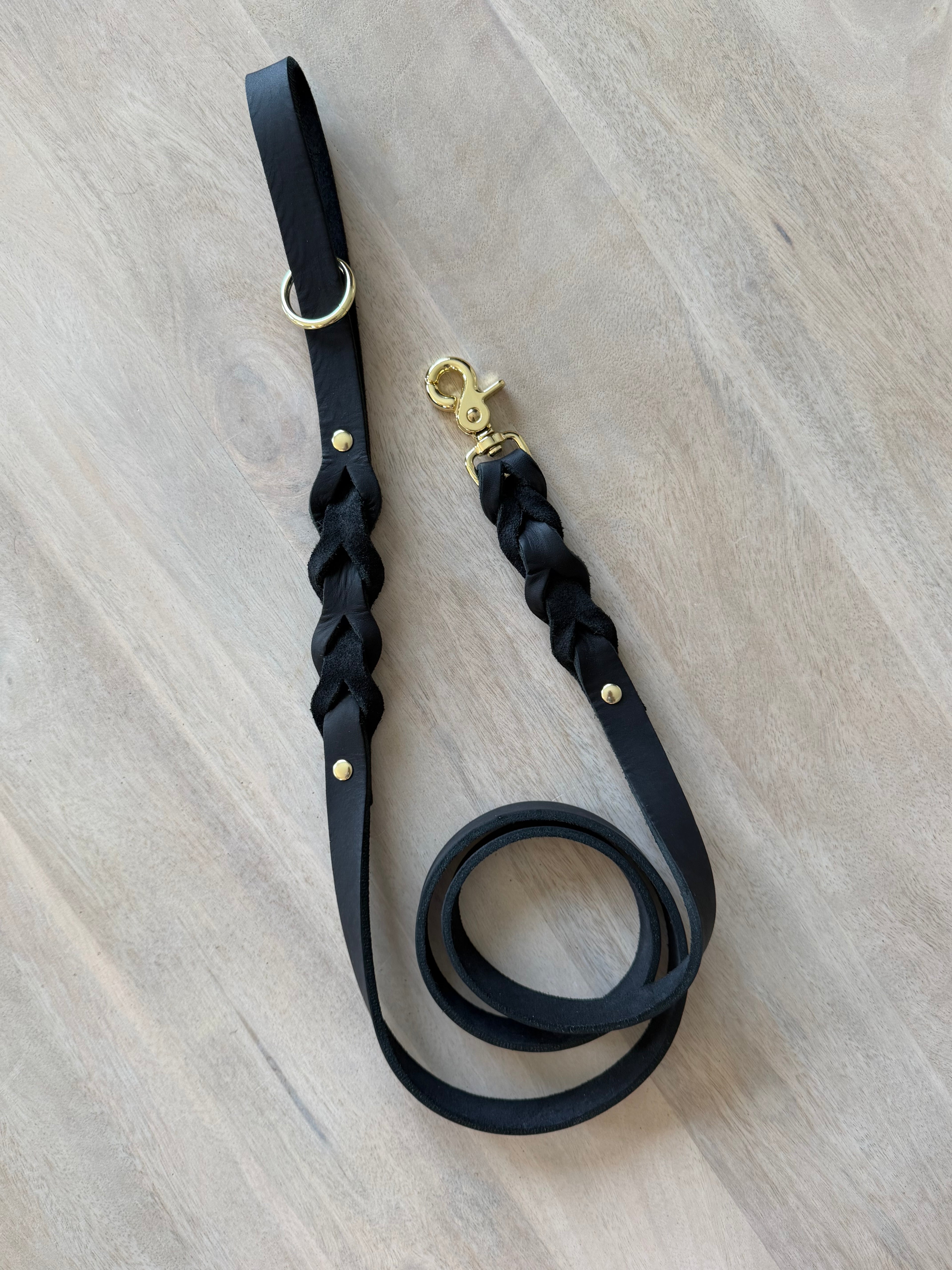 Black Leather Dog Leash
