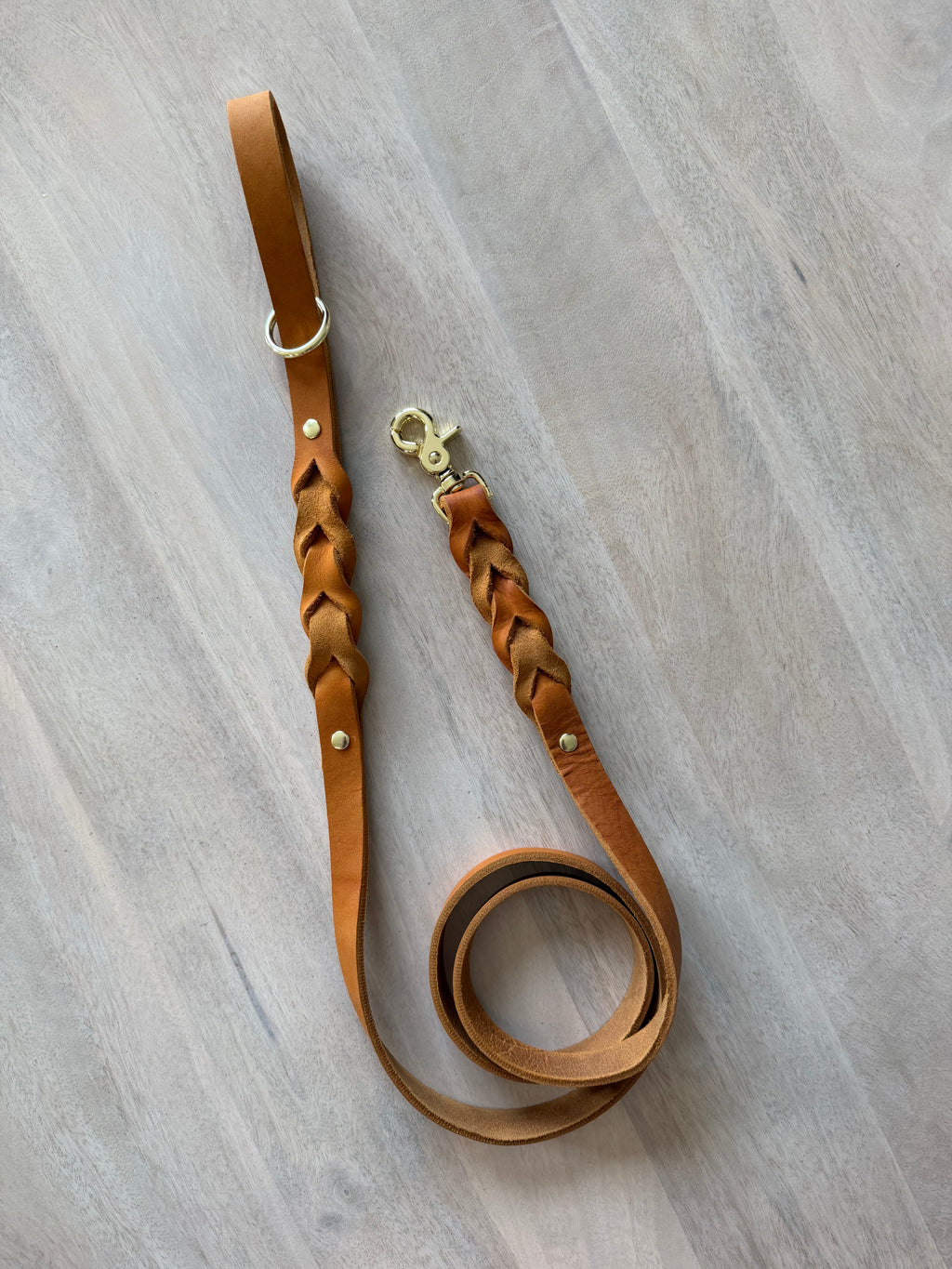 Cognac Brown Leather Dog Leash