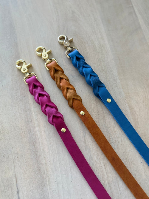 Pink Leather Dog Leash