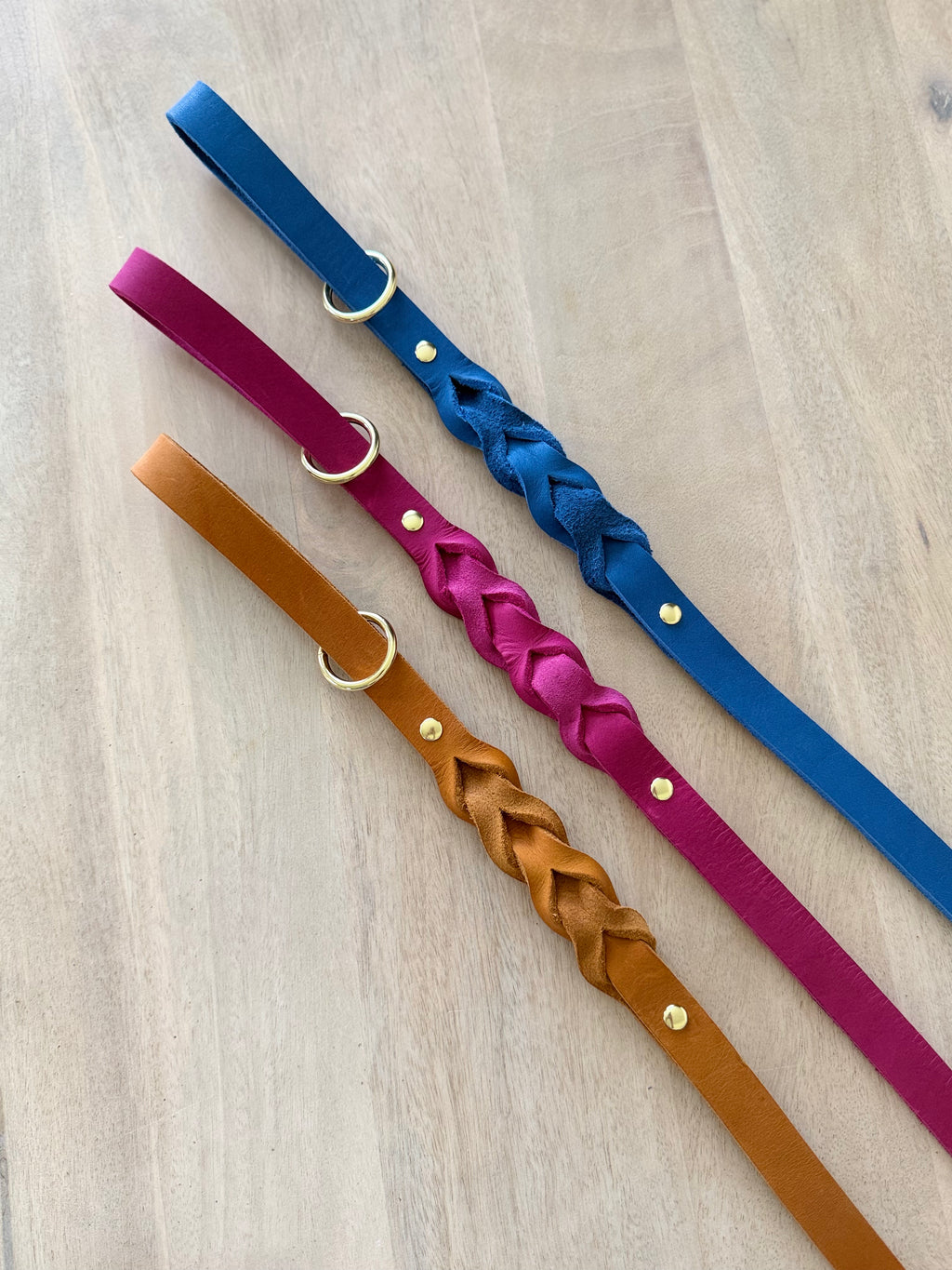 Pink Leather Dog Leash
